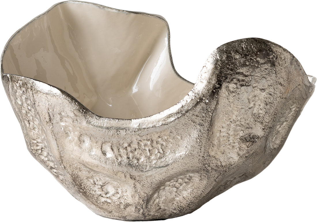 Bowl Valena 33 x 20 x 22 cm Aluminium Platinum Opal Handmade