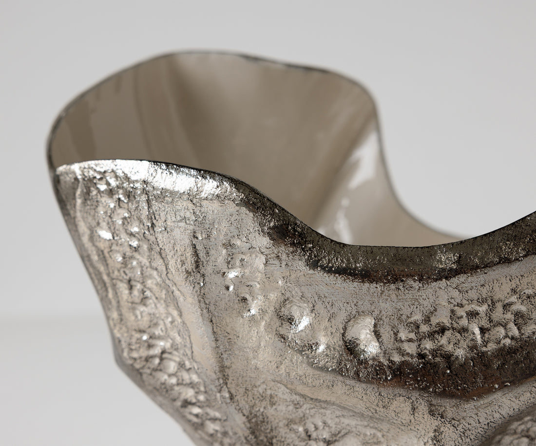Bowl Valena 33 x 20 x 22 cm Aluminium Platinum Opal Handmade