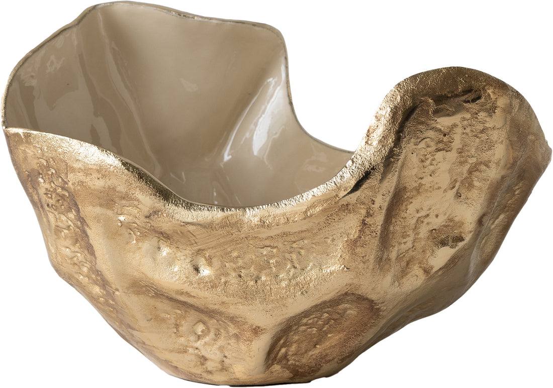 Bowl Valena 33 x 20 x 22 cm Aluminium Champagne Ivory Handmade