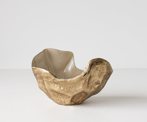 Bowl Valena 33 x 20 x 22 cm Aluminium Champagne Ivory Handmade