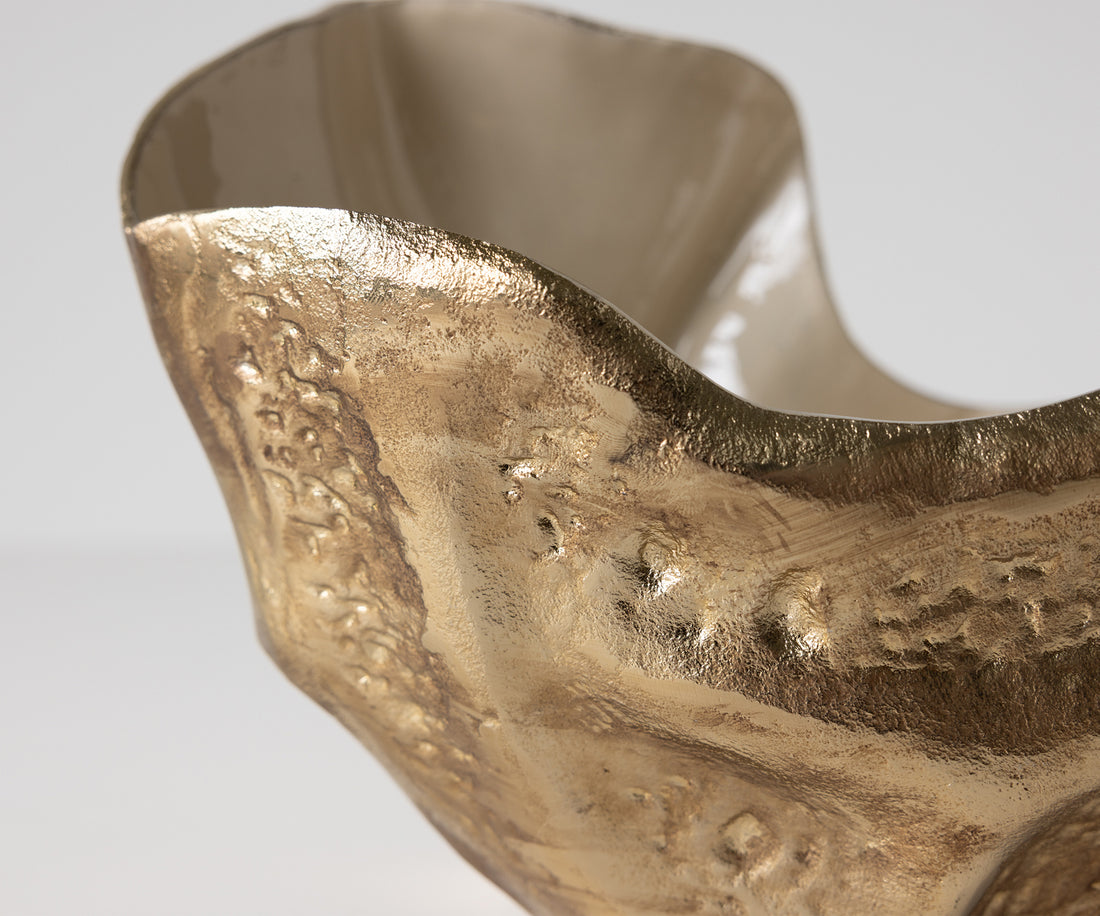 Bowl Valena 33 x 20 x 22 cm Aluminium Champagne Ivory Handmade