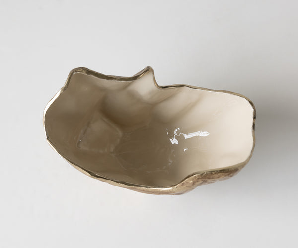 Bowl Valena 33 x 20 x 22 cm Aluminium Champagne Ivory Handmade