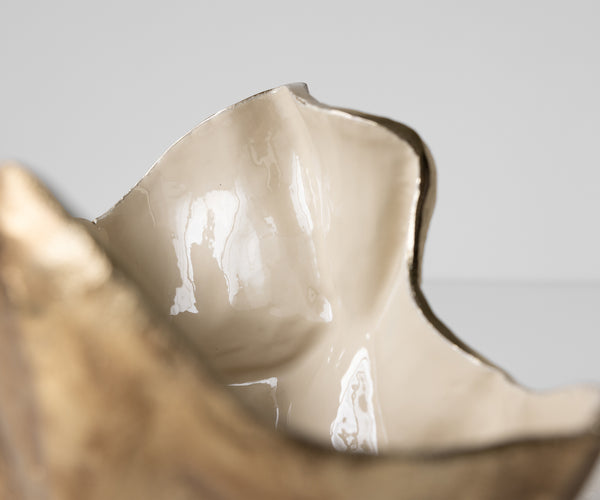 Bowl Valena 33 x 20 x 22 cm Aluminium Champagne Ivory Handmade