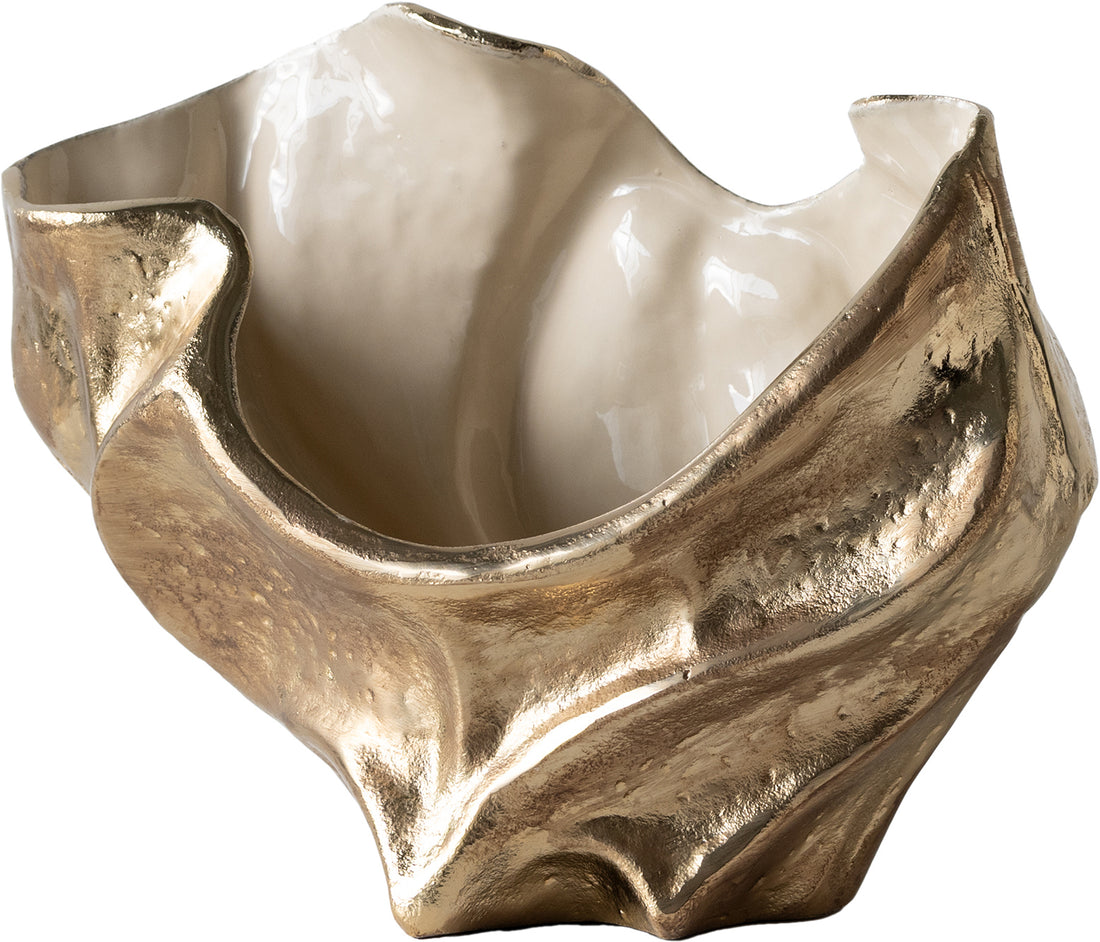 Bowl Valena 39 x 17 x 29 cm Aluminium Champagne Ivory Handmade