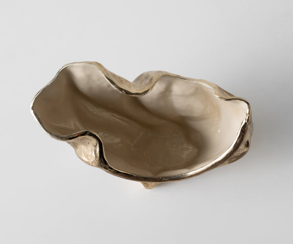 Bowl Valena 39 x 17 x 29 cm Aluminium Champagne Ivory Handmade