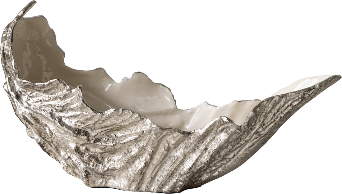 Bowl Maris 52 x 15 x 28 cm Aluminium Platinum Opal Handmade