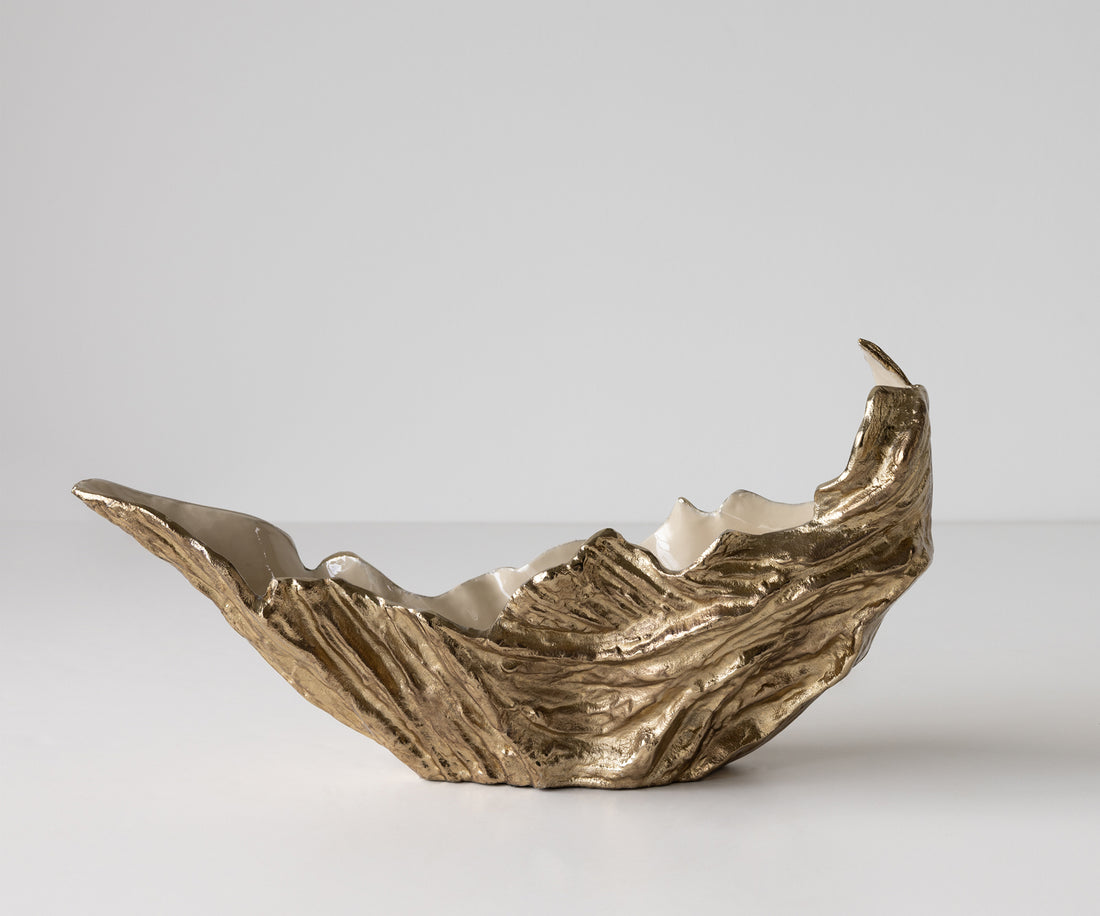Bowl Maris 52 x 15 x 28 cm Aluminium Champagne Ivory Handmade
