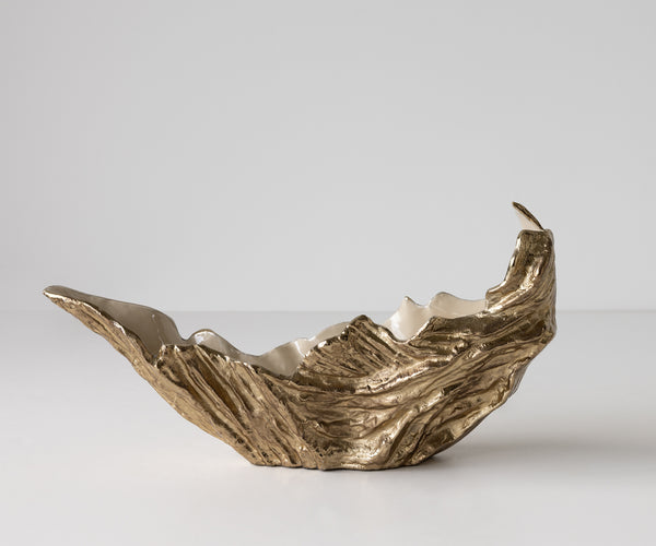 Bowl Maris 52 x 15 x 28 cm Aluminium Champagne Ivory Handmade