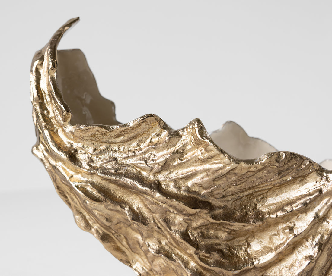 Bowl Maris 52 x 15 x 28 cm Aluminium Champagne Ivory Handmade