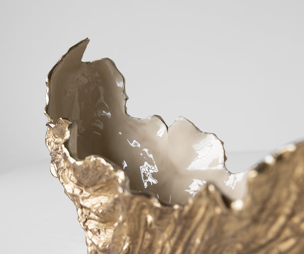Bowl Maris 52 x 15 x 28 cm Aluminium Champagne Ivory Handmade