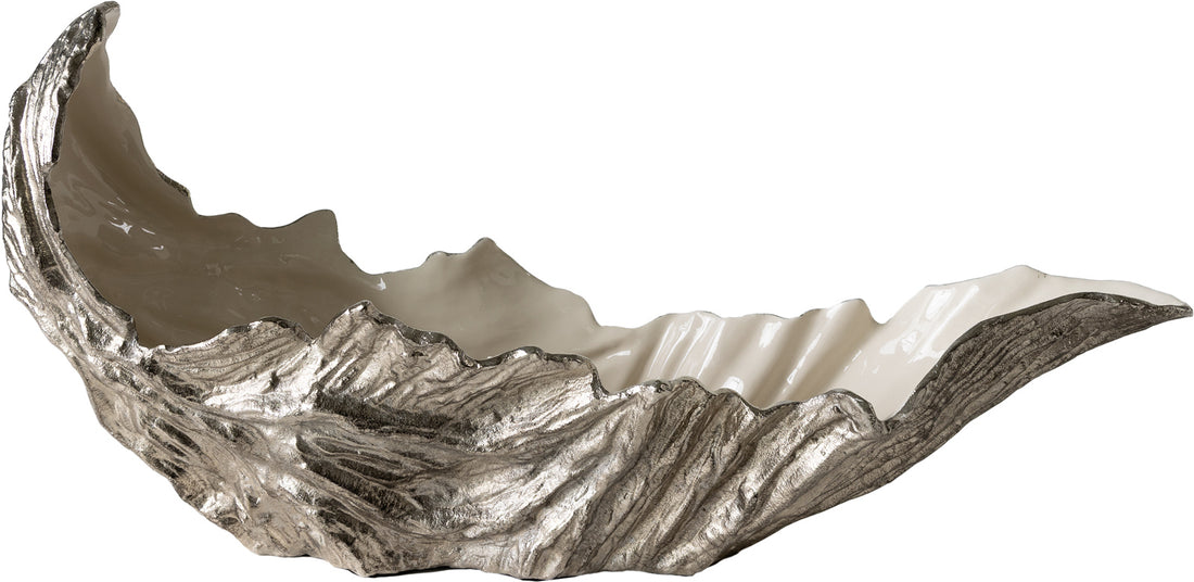 Bowl Maris 78 x 24 x 38 cm Aluminium Platinum Opal Handmade