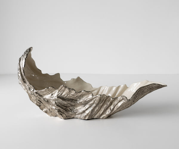 Bowl Maris 78 x 24 x 38 cm Aluminium Platinum Opal Handmade