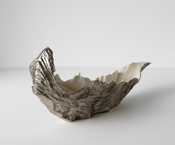 Bowl Maris 78 x 24 x 38 cm Aluminium Platinum Opal Handmade