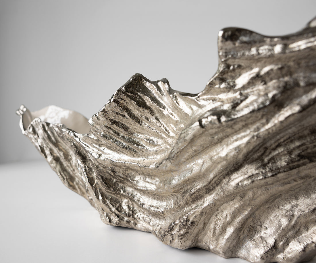Bowl Maris 78 x 24 x 38 cm Aluminium Platinum Opal Handmade