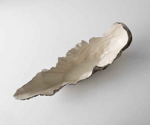 Bowl Maris 78 x 24 x 38 cm Aluminium Platinum Opal Handmade