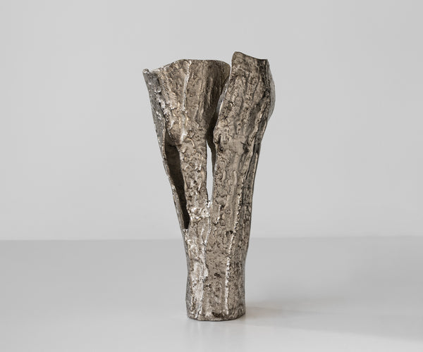 Vase Cortana 25 x 19 x 47 cm Aluminium Platinum Handmade