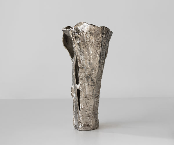 Vase Cortana 25 x 19 x 47 cm Aluminium Platinum Handmade