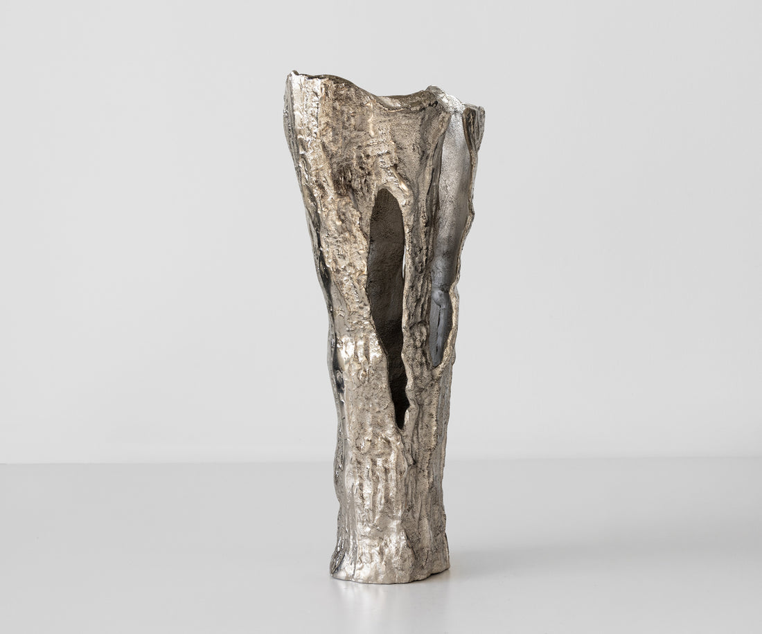 Vase Cortana 31 x 22 x 63 cm Aluminium Platinum Handmade