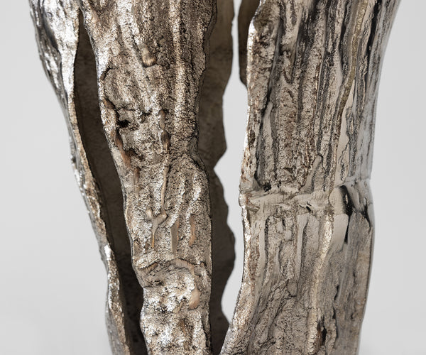 Vase Cortana 31 x 22 x 63 cm Aluminium Platinum Handmade
