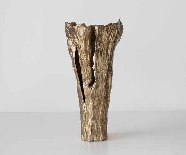 Vase Cortana 31 x 22 x 63 cm Aluminium Champagne Ivory Handmade