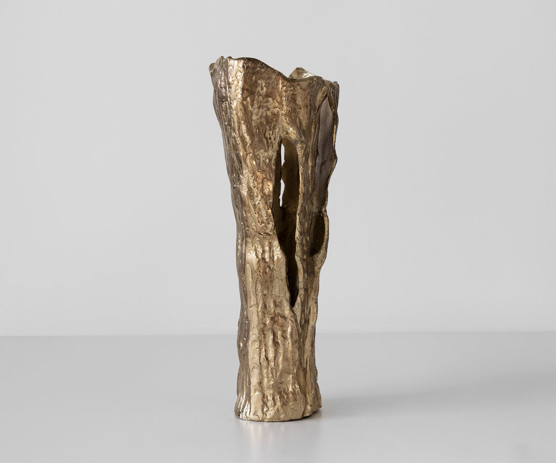 Vase Cortana 31 x 22 x 63 cm Aluminium Champagne Ivory Handmade