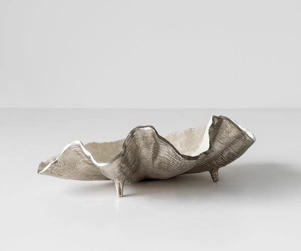 Bowl Aurelia 46 x 31 x 15 cm Aluminium Platinum Opal Handmade