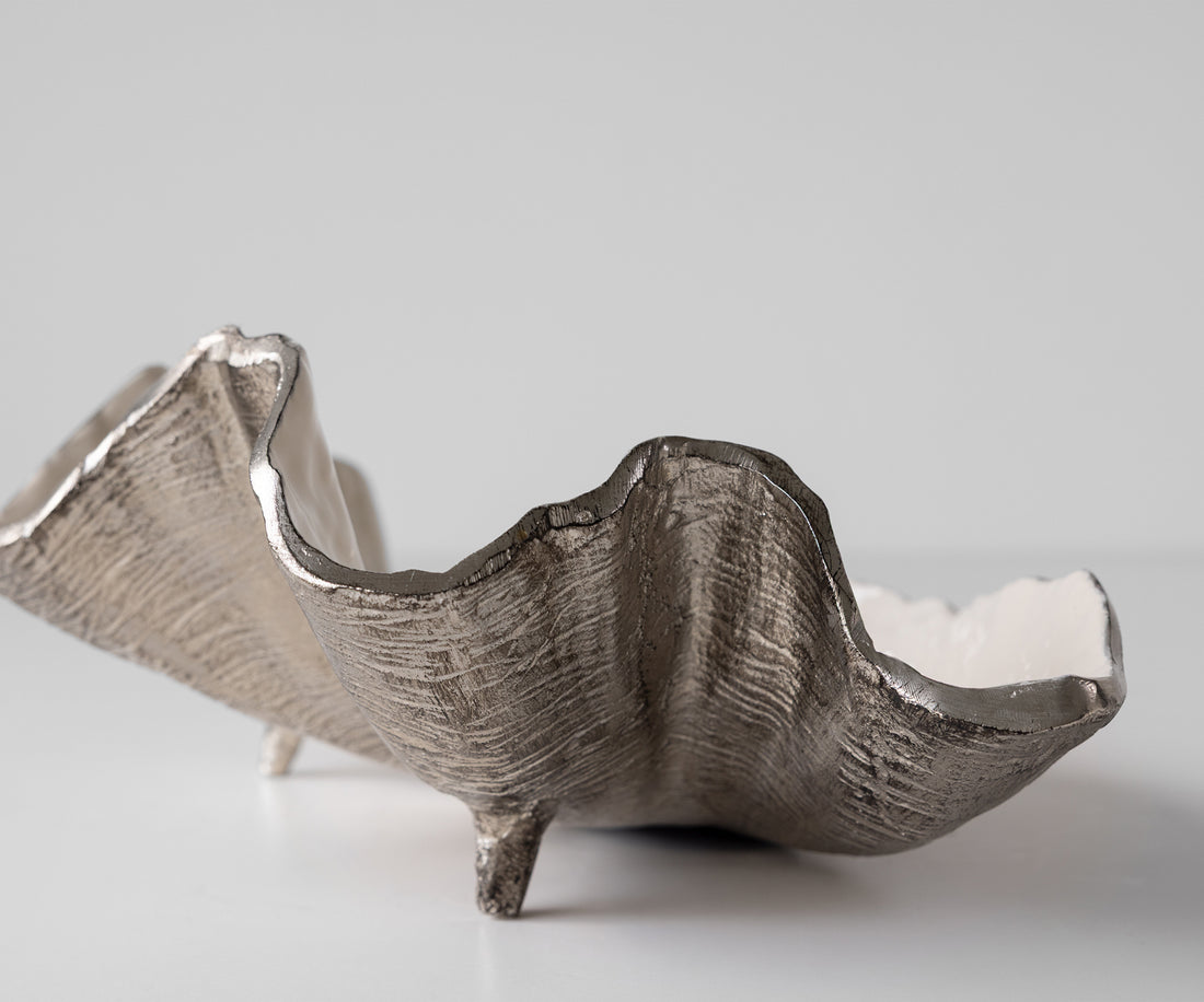 Bowl Aurelia 46 x 31 x 15 cm Aluminium Platinum Opal Handmade