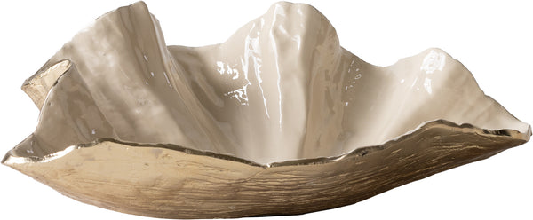 Bowl Aurelia 46 x 31 x 15 cm Aluminium Champagne Ivory Handmade