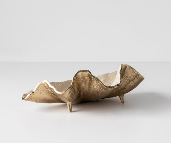 Bowl Aurelia 46 x 31 x 15 cm Aluminium Champagne Ivory Handmade