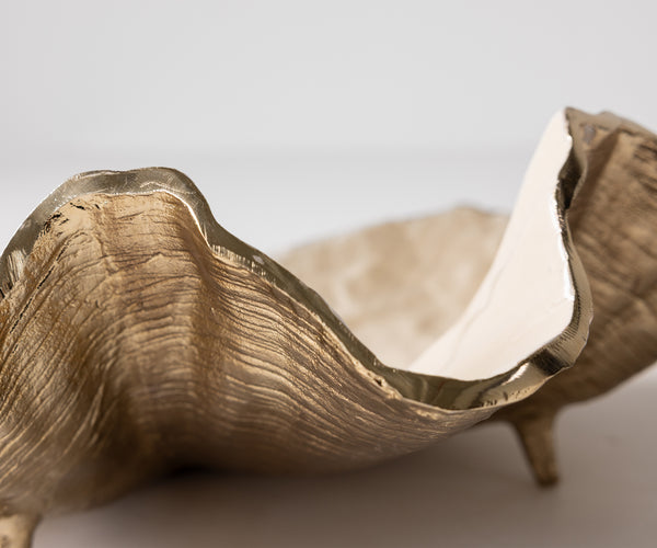 Bowl Aurelia 46 x 31 x 15 cm Aluminium Champagne Ivory Handmade