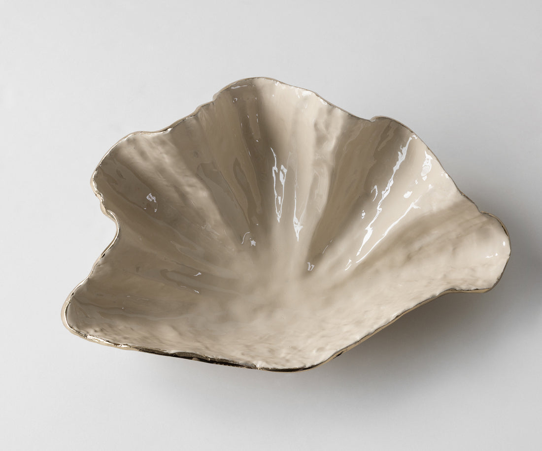 Bowl Aurelia 46 x 31 x 15 cm Aluminium Champagne Ivory Handmade