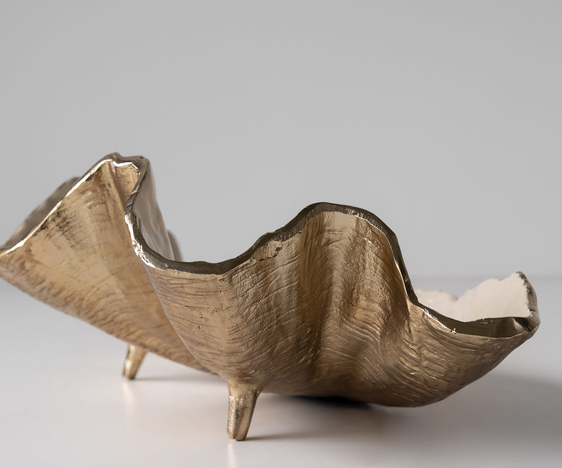 Bowl Aurelia 46 x 31 x 15 cm Aluminium Champagne Ivory Handmade