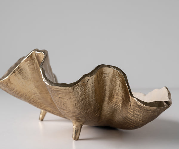 Bowl Aurelia 46 x 31 x 15 cm Aluminium Champagne Ivory Handmade