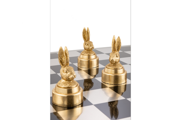 Decorative Chess Set Animals Polyresin Bronze Gold