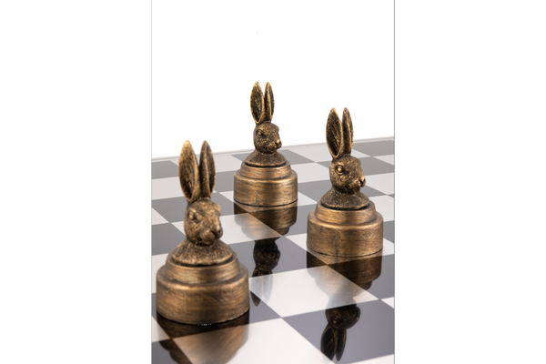 Decorative Chess Set Animals Polyresin Bronze Gold