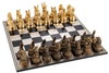 Decorative Chess Set Animals Polyresin Bronze Gold