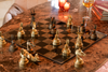 Decorative Chess Set Animals Polyresin Bronze Gold
