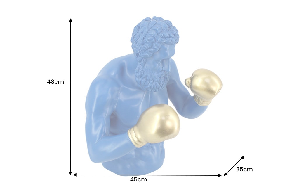 Decoration Figurine Boxer 47cm Polyresin Blue Gold