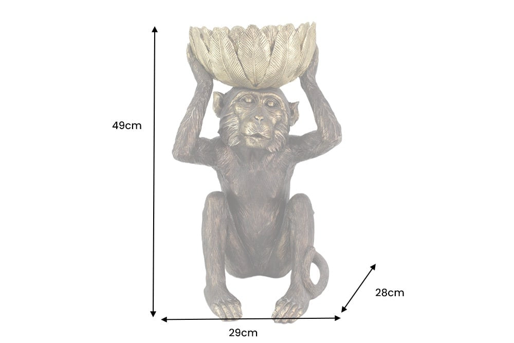 Decoration Figure Monkey 48cm Polyresin Black Gold