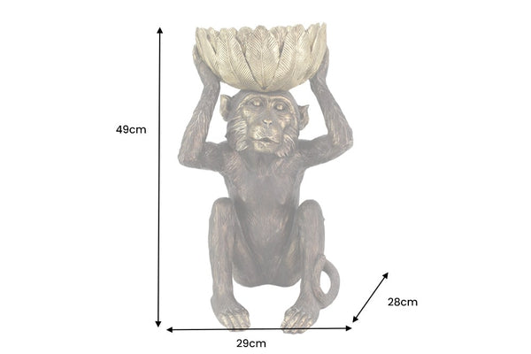 Decoration Figure Monkey 48cm Polyresin Black Gold