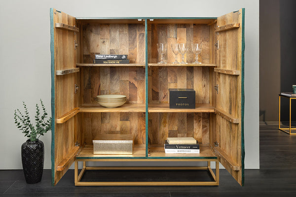 Cabinet Fossil 120cm Mango Wood Turquoise