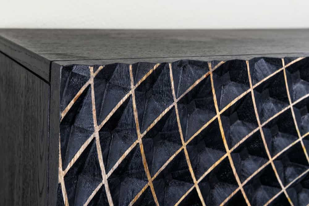 Floating TV Stand Illusion 160cm Mango Wood Black 3D Effect