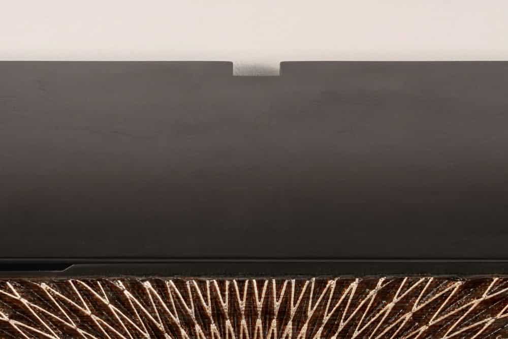 Floating TV Stand Illusion 160cm Mango Wood Black 3D Effect