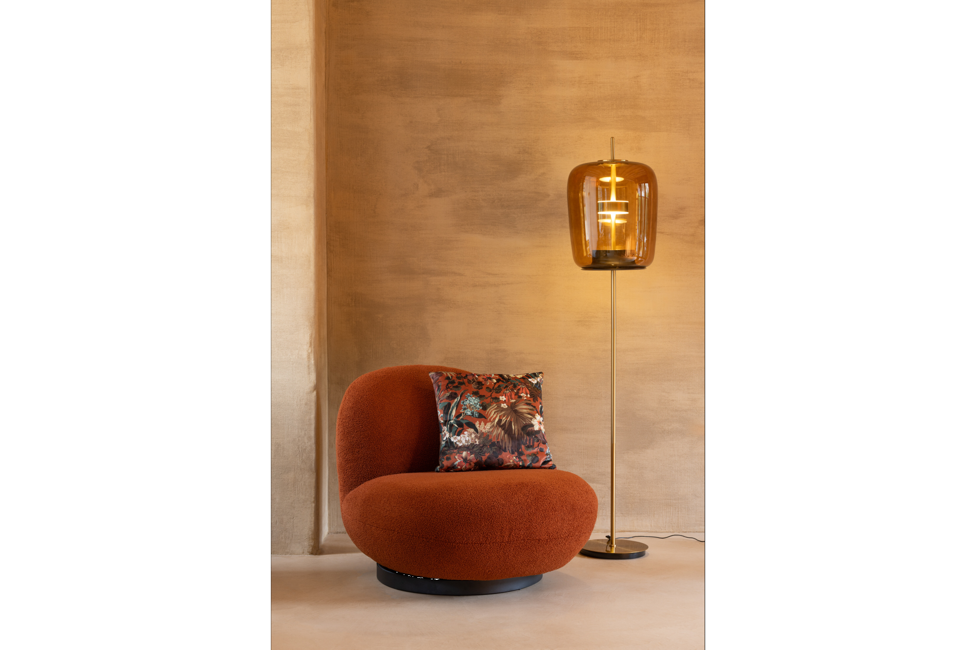 Floor Lamp Fiona Retro 168cm Brown Glass