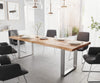 Dining Table Olympus Live Edge Acacia Wood Natural Square Frame Slim Steel 140-300cm
