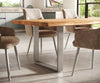 Dining Table Olympus Live Edge 300cm Acacia Wood Natural Square Frame Slim Steel 55mm Top