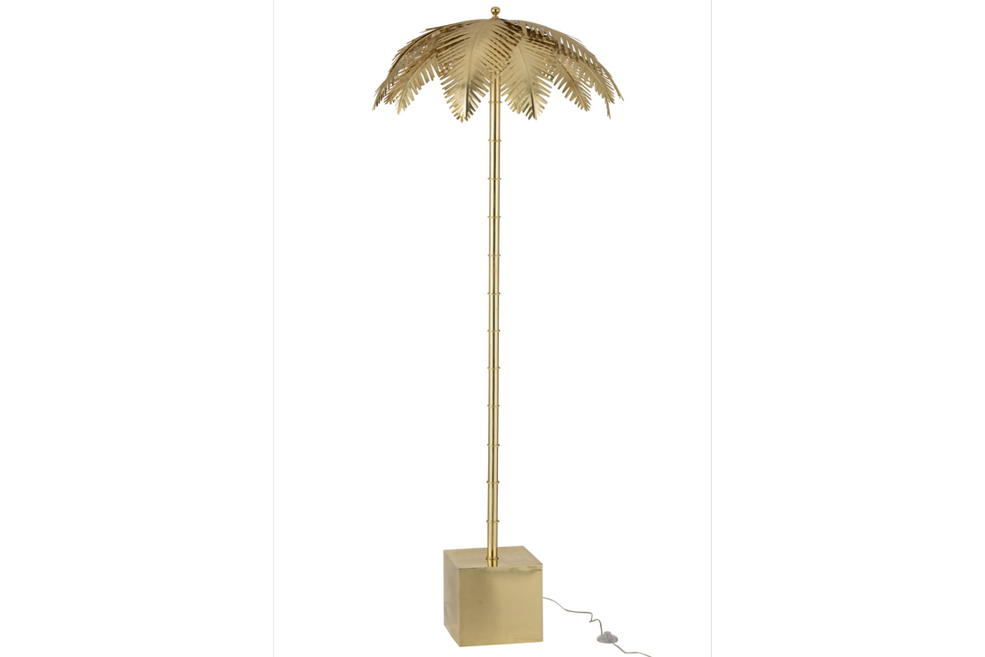Floor Lamp Coconut Leaves 133cm Metal Gold