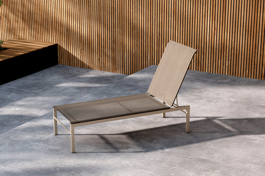 Sun Lounger Massimo 189cm Steel Beige Textilene Beige