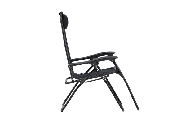 Sun Lounger Vulcano 163cm Steel Black Oxford Fabric Black