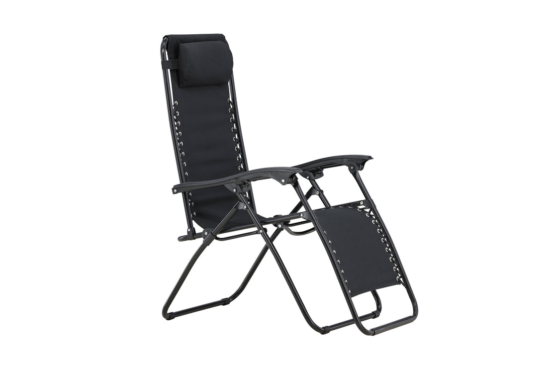 Sun Lounger Vulcano 163cm Steel Black Oxford Fabric Black